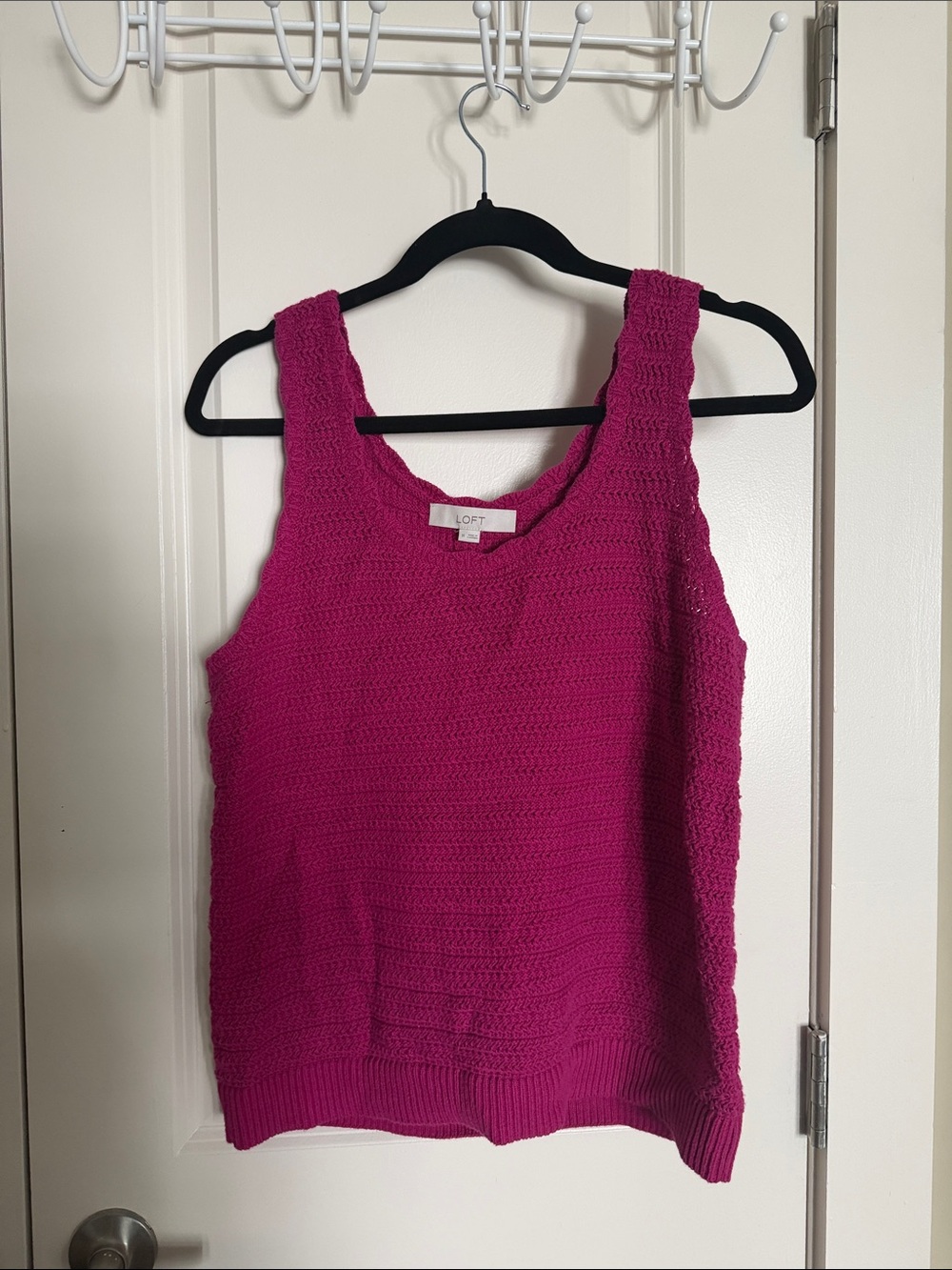 LOFT Bright Magenta Crochet Tank